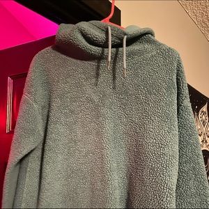 light teal comfy sweatshirt.